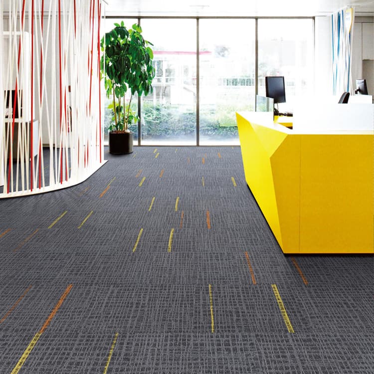 QuShui Tufted 50*50cm Striped Pattern Office Floor Carpet Tiles
