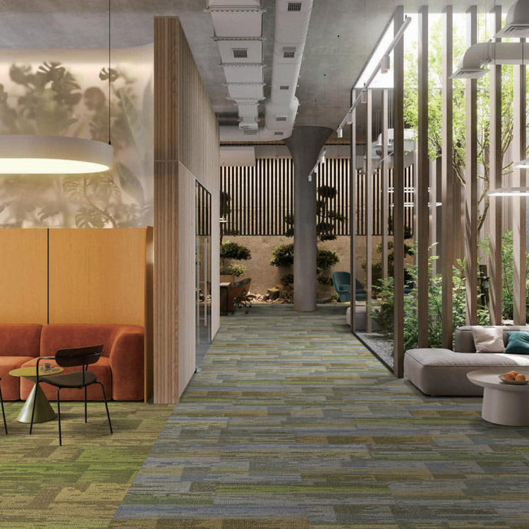 Tufted Polypropylene Loop Pile 25*100 Size Carpet Tiles