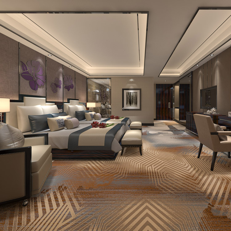 Custom Star Hotel Rooms Wall To Wall Printed Carpet