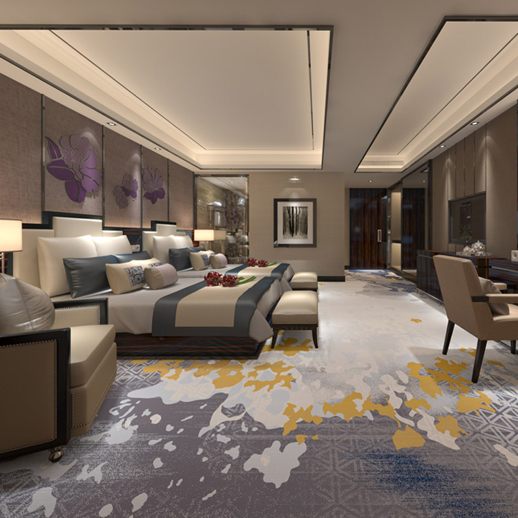 Custom Star Hotel Rooms Wall To Wall Printed Carpet