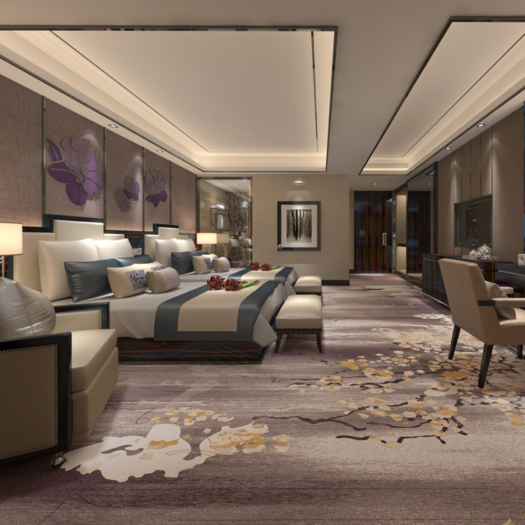 Custom Star Hotel Rooms Wall To Wall Printed Carpet