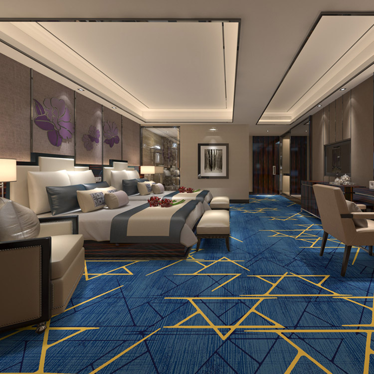 Custom Star Hotel Rooms Wall To Wall Printed Carpet
