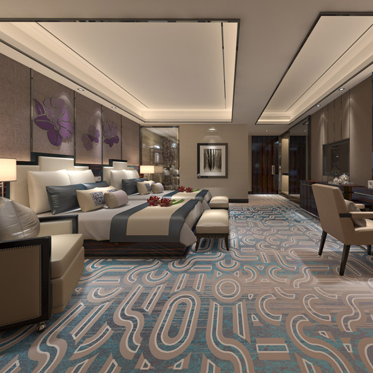 Custom Star Hotel Rooms Wall To Wall Printed Carpet