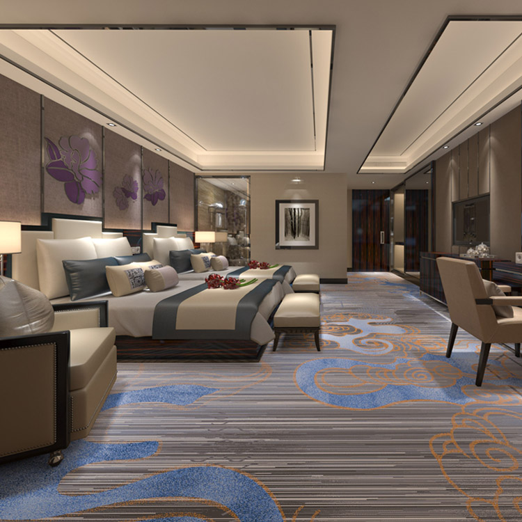 Custom Star Hotel Rooms Wall To Wall Printed Carpet