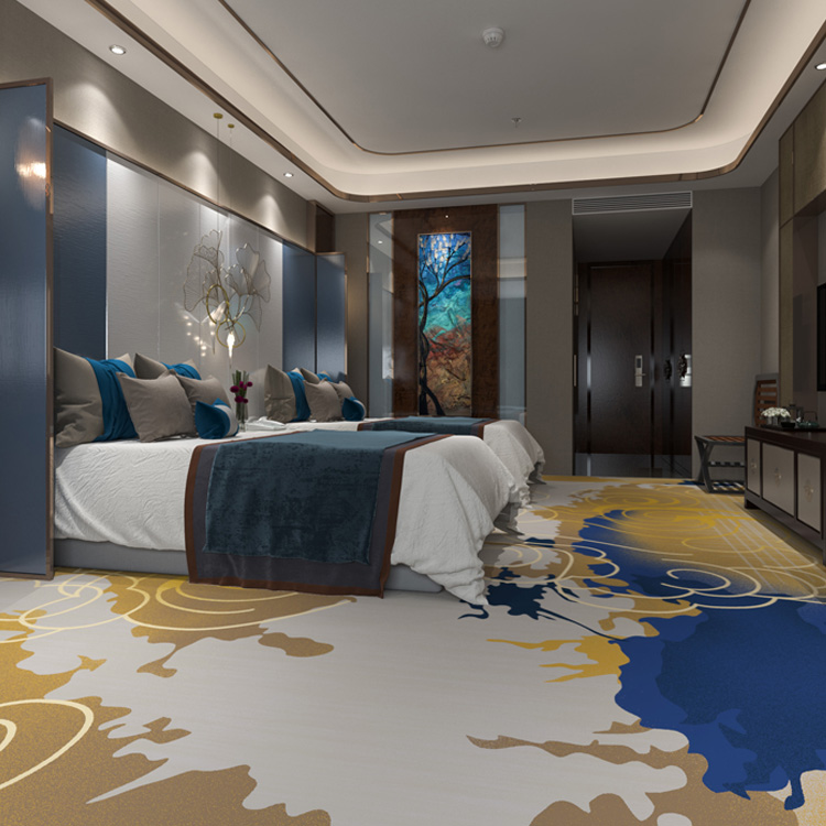 High Quality Nylon Wall To Wall Broadloom Printed Star Hotel Room Carpet