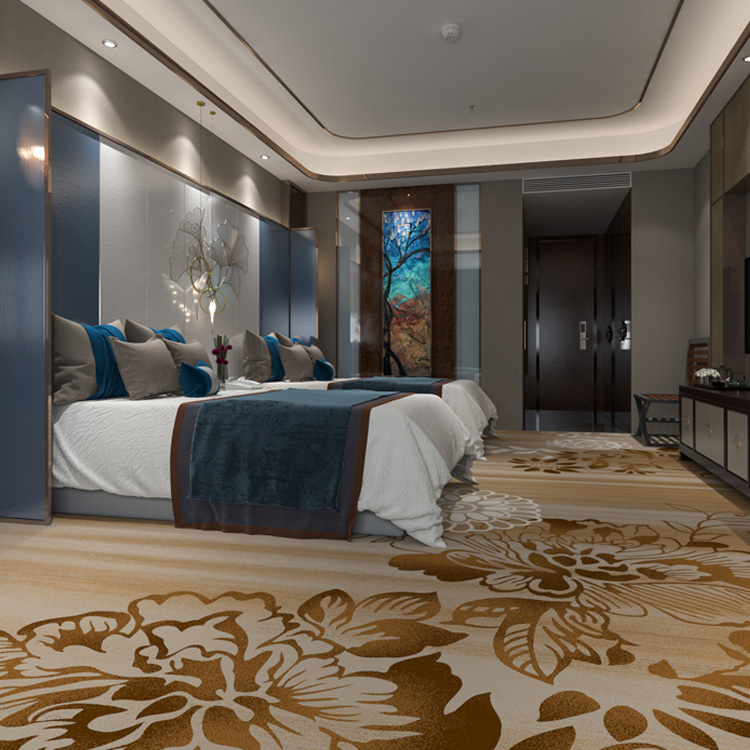 High Quality Nylon Wall To Wall Broadloom Printed Star Hotel Room Carpet