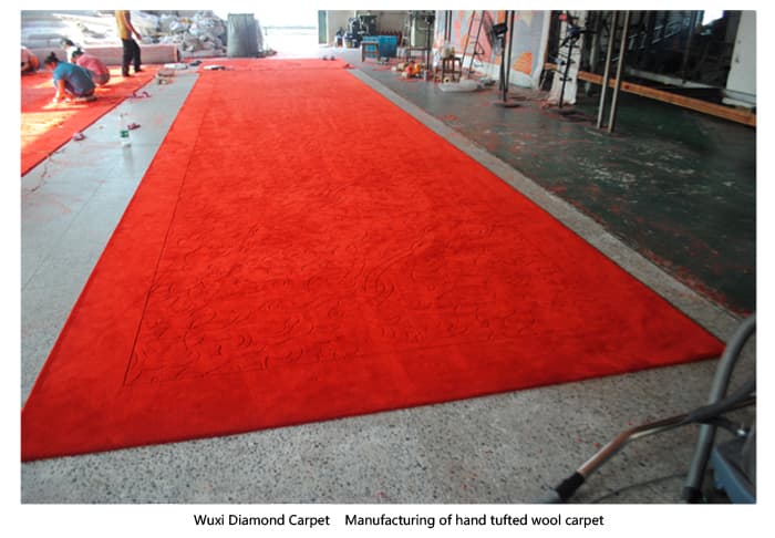 Manufacturing of hand tufted wool carpet