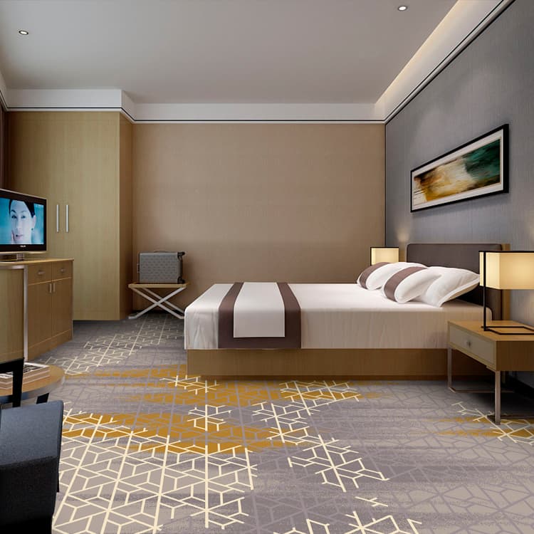 Wall To Wall Loop Pile Printed Hotel Room Carpet