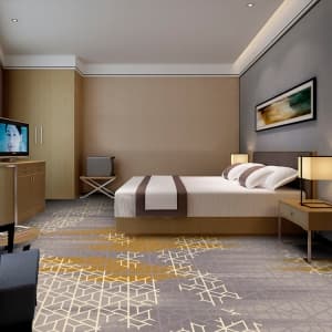 Wall To Wall Loop Pile Printed Hotel Room Carpet