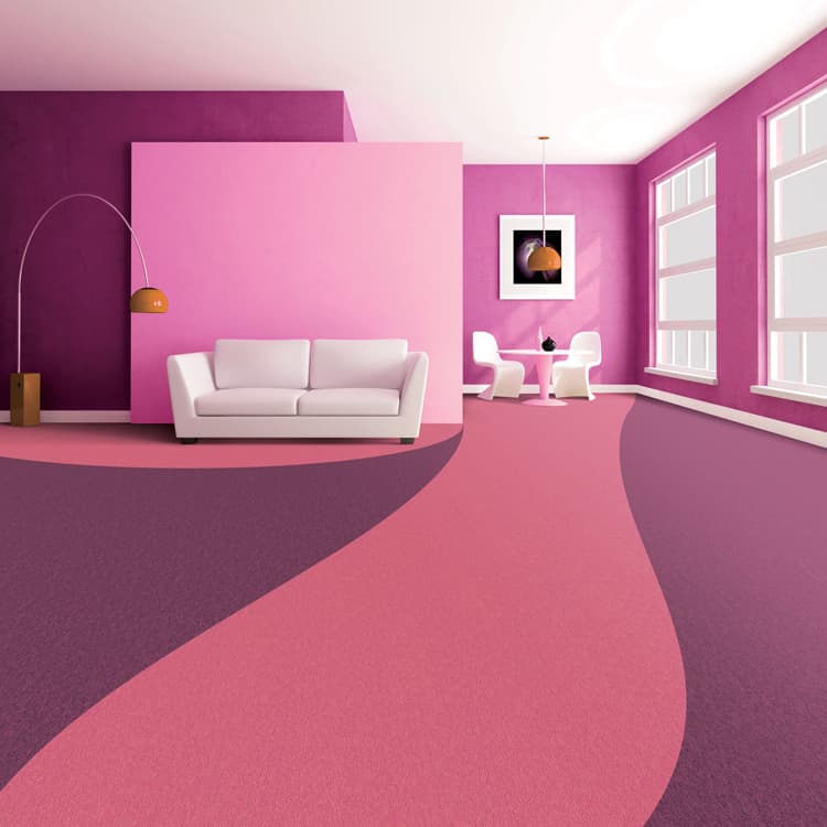 PVC Backing Plain Loop Pile Carpet Tiles For Office Flooring