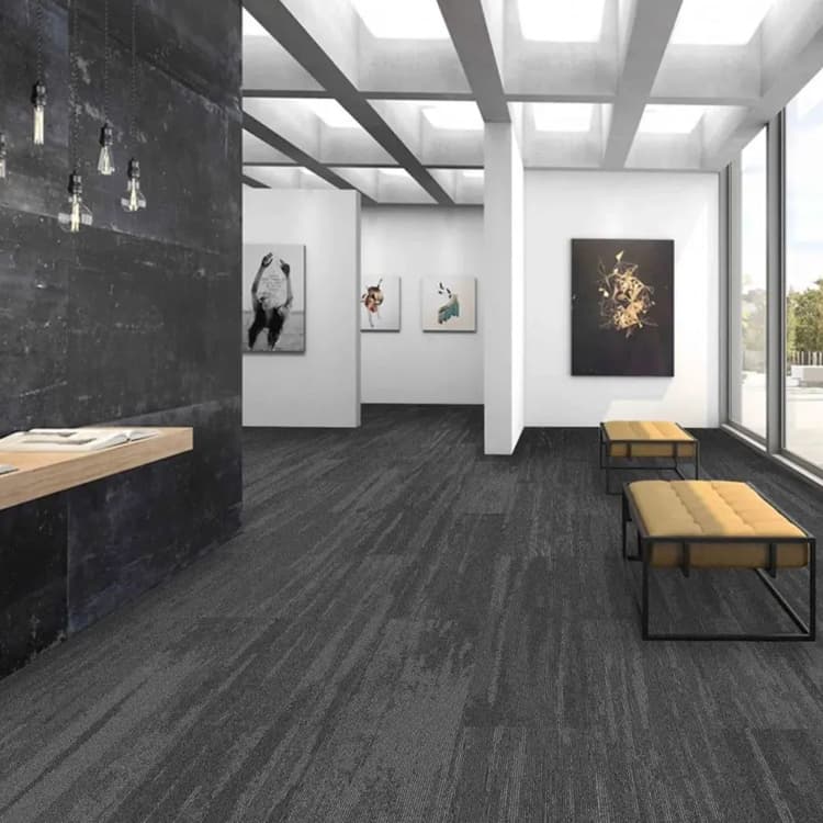 PP Loop Pile 25*100cm PVC Backing Carpet Tiles