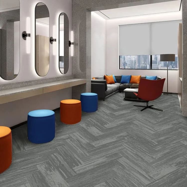PP Loop Pile 25*100cm PVC Backing Carpet Tiles