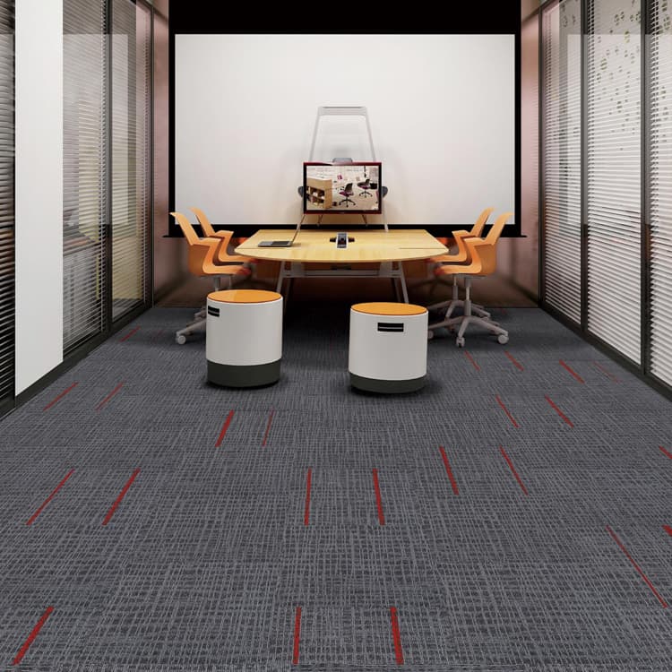 QuShui Tufted 50*50cm Striped Pattern Office Floor Carpet Tiles